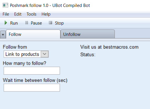 Windows 7 Poshmark follow bot 1.4.1 full